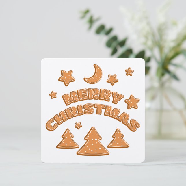 Gingerbread cookie font Merry Christmas card (Standing Front)