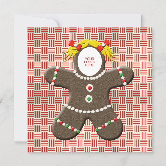 Gingerbread Cookie Girl Happy Holidays Holiday Card (Front)