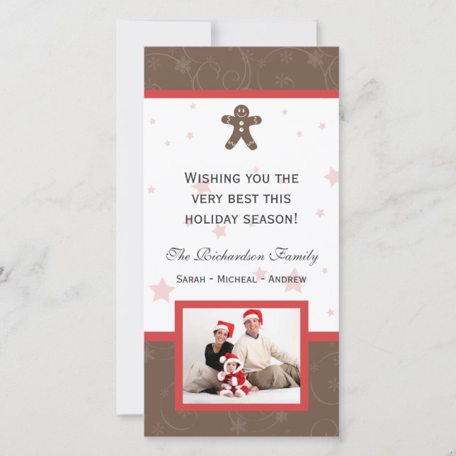 Gingerbread Cookie Happy Holidays Family Photo Car Holiday Card (Front)