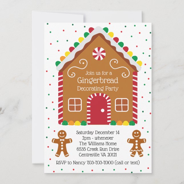 Gingerbread Cookie Holiday Decorating Party Invitation (Front)