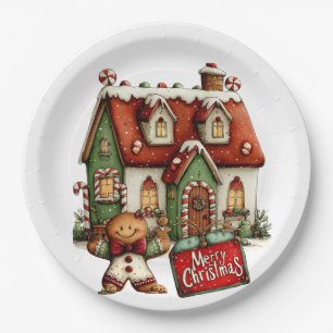 Gingerbread Cookie House Paper Plate