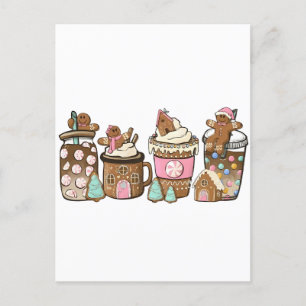 Gingerbread Cookie In Hot Cocoa Christmas Lovers  Invitation Postcard