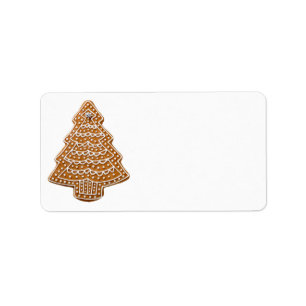 Gingerbread Cookie In Shape Of Tree For Christmas Label