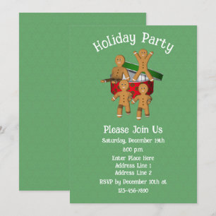 Gingerbread Cookie Men Christmas Holiday  Invitation