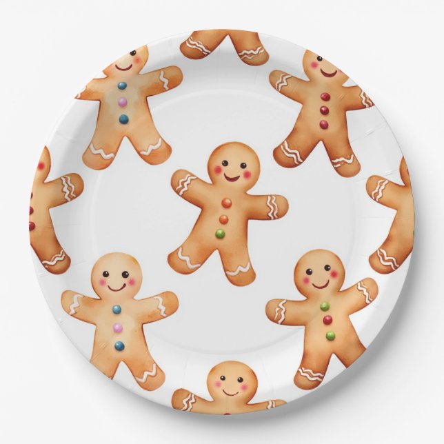 Gingerbread Cookie  Paper Plate (Front)