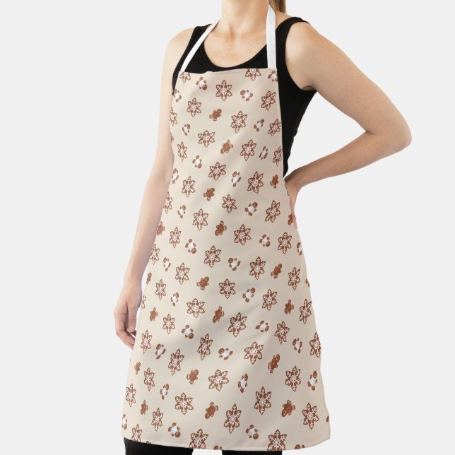 Gingerbread Cookie Pattern Christmas Holiday Apron (Insitu)