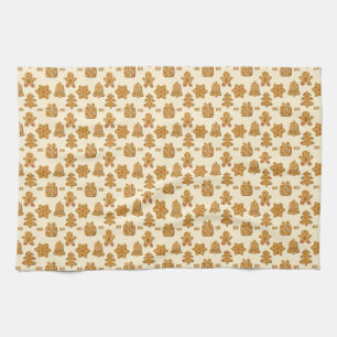 Gingerbread Cookie Pattern Tea Towel
