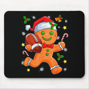 Gingerbread Cookie Playing Football Merry Christma Mouse Mat