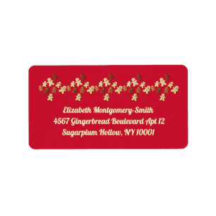 Gingerbread Cookie Red Holiday Return Address Label