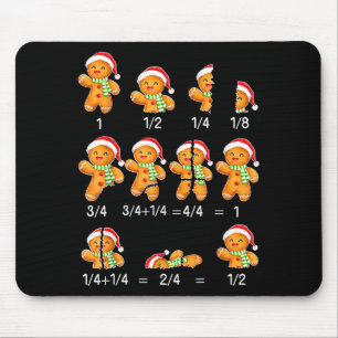 Gingerbread Cookie Santa Hat Fraction Math Teacher Mouse Mat