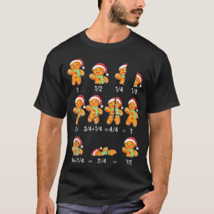 Gingerbread Cookie Santa Hat Fraction Math Teacher T-Shirt