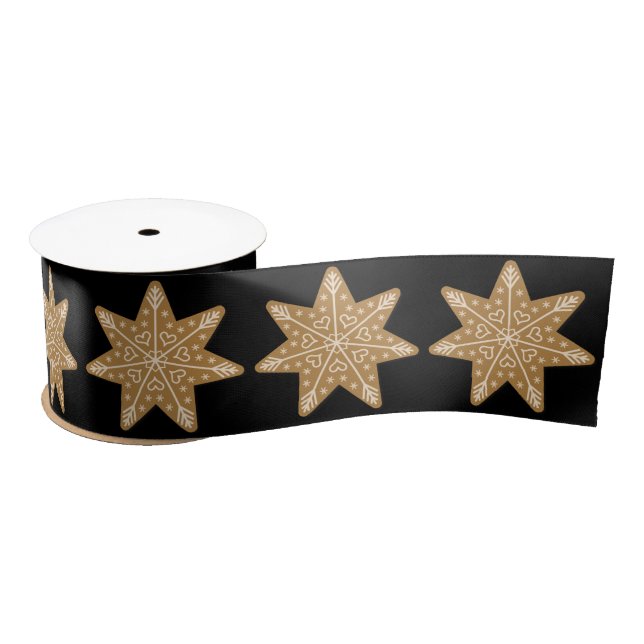 Gingerbread Cookie Star Satin Ribbon (Spool)