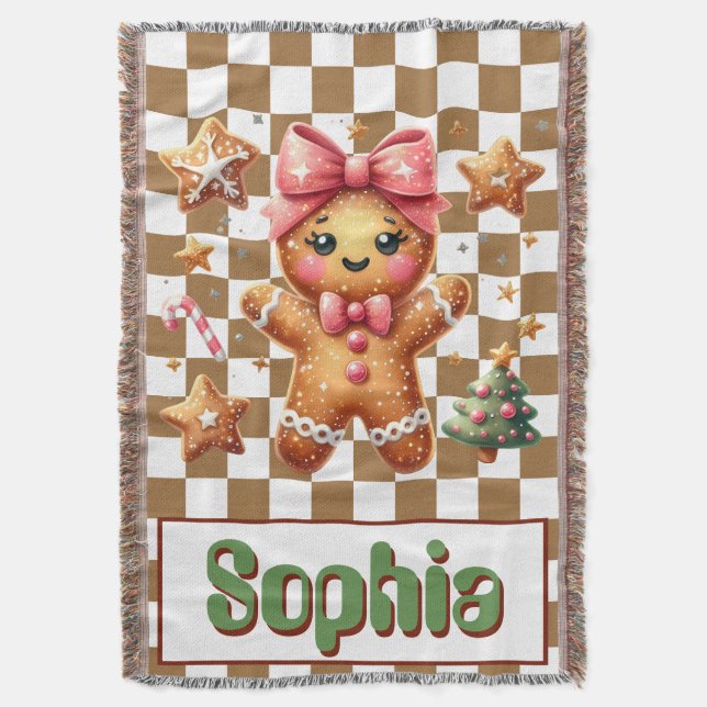 Gingerbread Cookie Throw Blanket (Front Vertical)