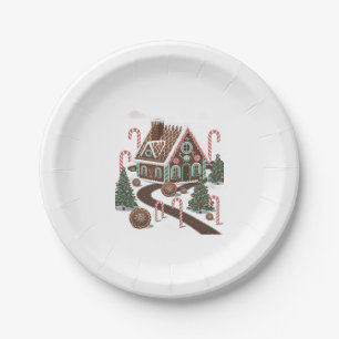 Gingerbread Cookie Wonderland Paper Plate