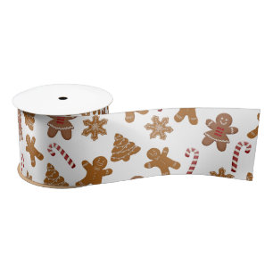 Gingerbread Cookies and Candy Canes Satin Ribbon