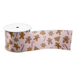 Gingerbread Cookies and Candy Canes Satin Ribbon