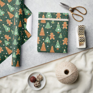 Gingerbread Cookies and Christmas Trees Wrapping Paper
