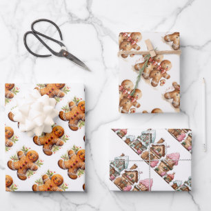 Gingerbread Cookies and Houses Wrapping Paper Sheet