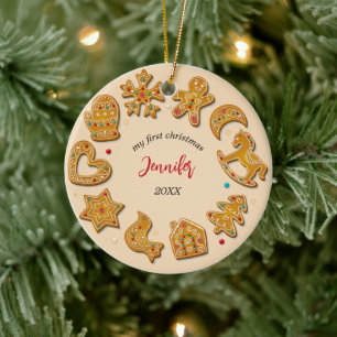 Gingerbread Cookies Baby First Christmas Ceramic Tree Decoration