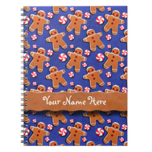 Gingerbread  Cookies Candies Blue Notebook