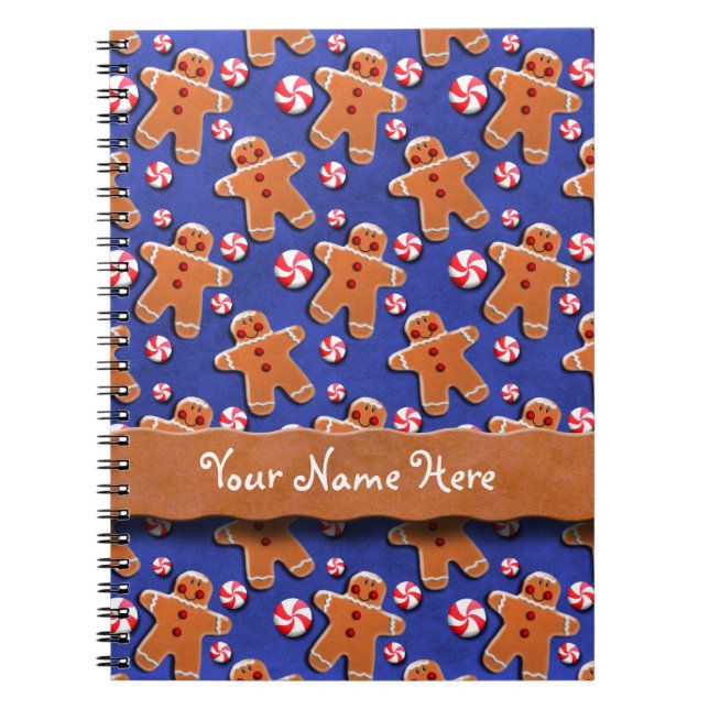 Gingerbread  Cookies Candies Blue Notebook (Front)