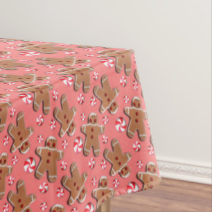 Gingerbread Cookies Candies on Red Tablecloth
