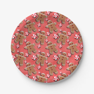 Gingerbread Cookies Candies Red Paper Plate