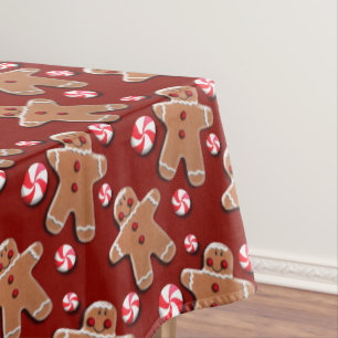 Gingerbread Cookies Candies Red Tablecloth