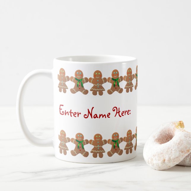 Gingerbread Cookies Celebrating Christmas Coffee Mug (With Donut)