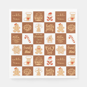 Gingerbread Cookies Chequered Pattern Napkin