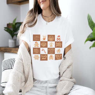 Gingerbread Cookies Chequered Pattern T-Shirt