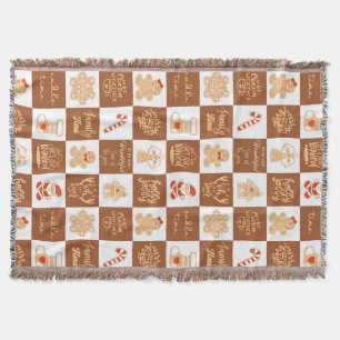Gingerbread Cookies Chequered Pattern Throw Blanket