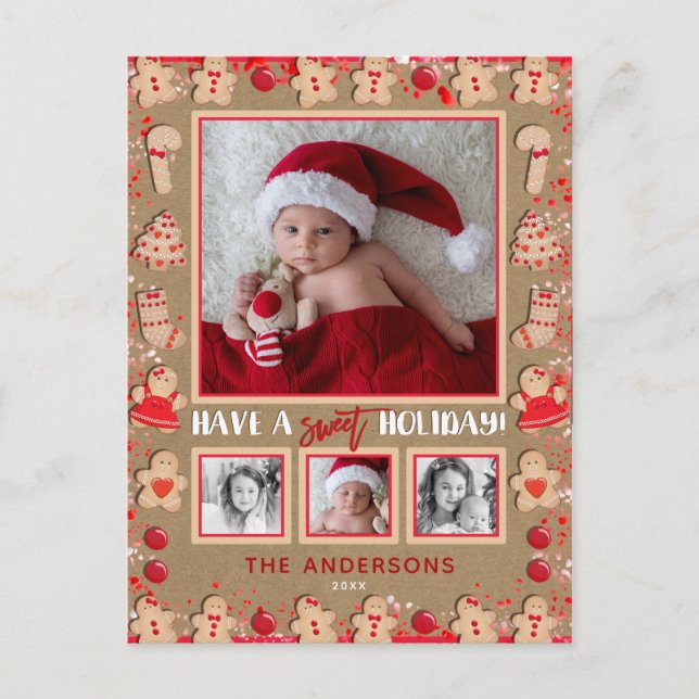 Gingerbread Cookies Christmas 4 Photo Holiday (Front)