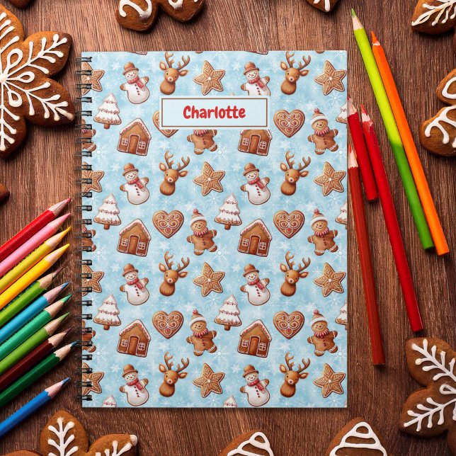 Gingerbread Cookies Christmas Blue  Notebook (Creator Uploaded)