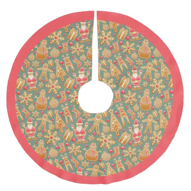 Gingerbread/cookies/Christmas Brushed Polyester Tr Tree Skirt (Front)