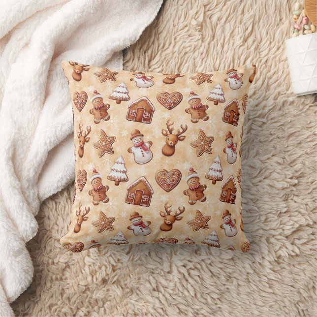 Gingerbread Cookies Christmas Cushion (Blanket)