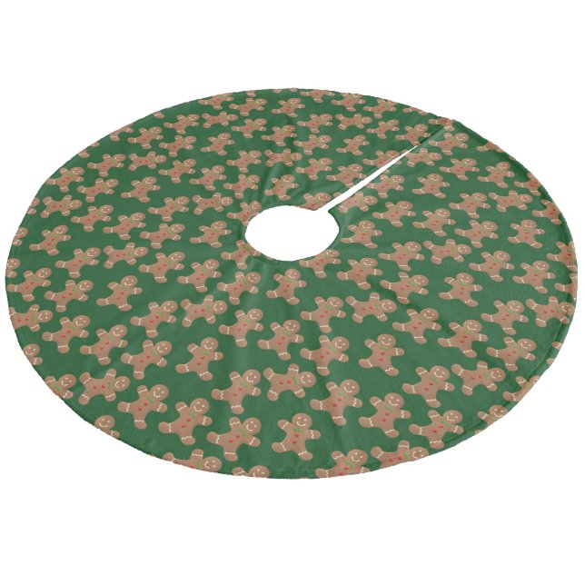 Gingerbread Cookies Christmas Fleece Tree Skirt (Angled)
