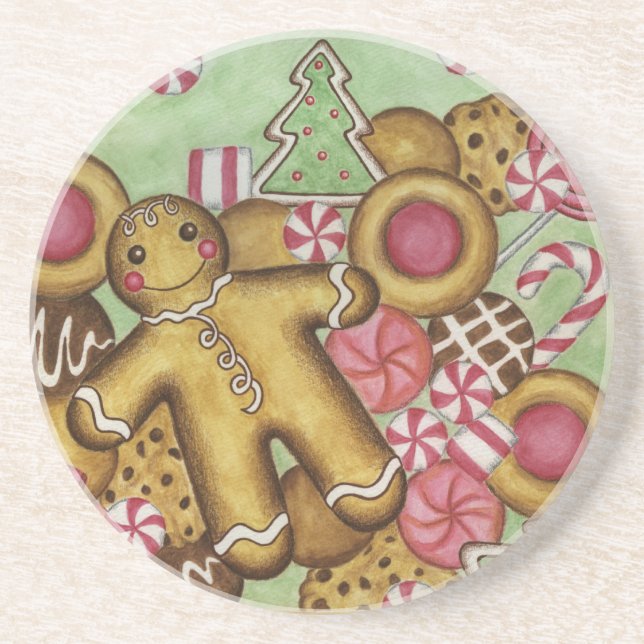 Gingerbread Cookies Christmas Holiday Gift  Coaster (Front)