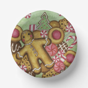 Gingerbread Cookies Christmas Holiday Party Snack  Paper Plate