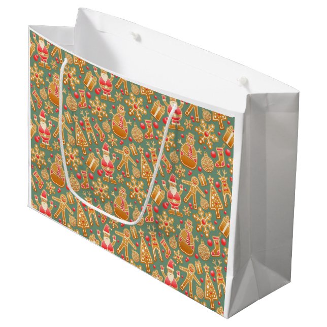 Gingerbread/cookies/Christmas  Large Gift Bag (Front Angled)