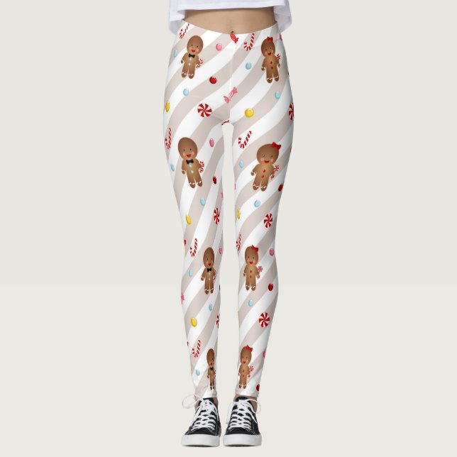 Gingerbread cookies Christmas Leggings (Front)