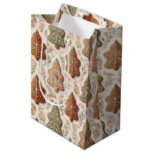 Gingerbread Cookies - Christmas Trees & Stars Medium Gift Bag