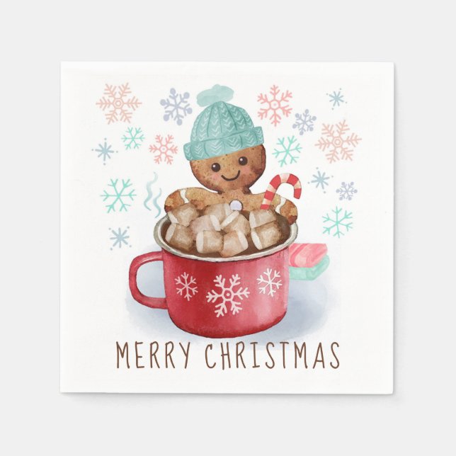Gingerbread Cookies & Cocoa Christmas Napkin (Front)