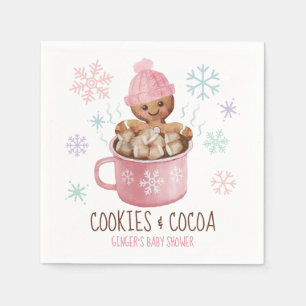Gingerbread Cookies & Cocoa Girl Baby Shower Napkin