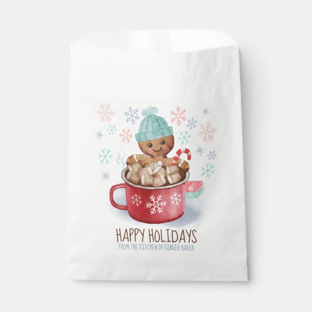 Gingerbread Cookies & Cocoa Happy Holidays  Favour Bags (Front)