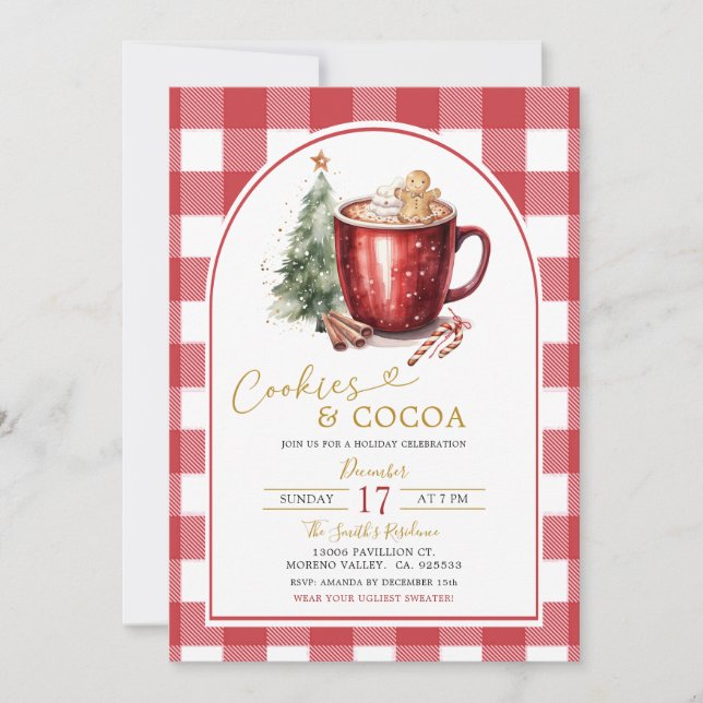 Gingerbread Cookies & Cocoa Holiday Invitation (Front)
