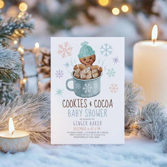 Gingerbread Cookies & Cocoa Winter Boy Baby Shower Invitation (Creator Uploaded)
