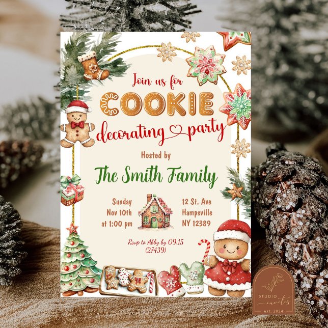 Gingerbread Cookies Decorating Christmas Party Invitation (Creator Uploaded)