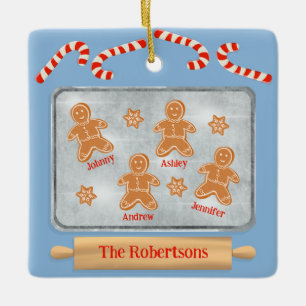 Gingerbread Cookies Family of Four Ceramic Ornament