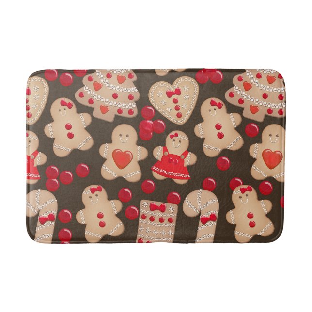 Gingerbread Cookies Holiday Cookie Christmas Bath Mat (Front)